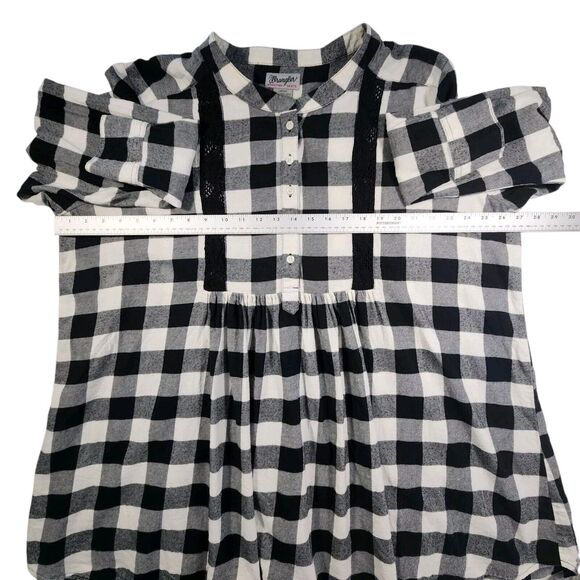 Vintage Wrangler Flannel Tunic Dress Babydoll 3XL Buffalo Plaid Crochet Western - Picture 8 of 13